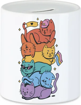 Produktbild von Liebe & Katzen Spardose Katzenliebhaber LGBT Katzenfan Unterstützer Regenbogen Flagge