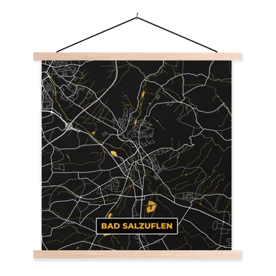 Produktbild von MuchoWow® Textilposter Stadtplan - Karte - Bad Salzuflen - Gold - Deutschland - Karte 40x40 cm mit holzfarbenen Rahmen - Posterleiste