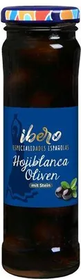 Produktbild von Ibero Geschwärzte Hojiblanca Oliven mit Stein 85 G Glas  Vegan Glutenfrei  Fein und pikant