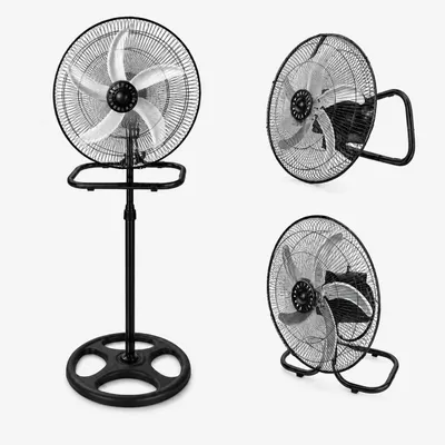 Imagen del producto de Ventilador de pie, con altura ajustable, 3 niveles de velocidad, color blanco