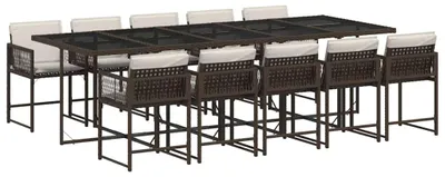 Produktbild von vidaXL 11-tlg. Garten-Essgruppe mit Kissen Braun Poly Rattan