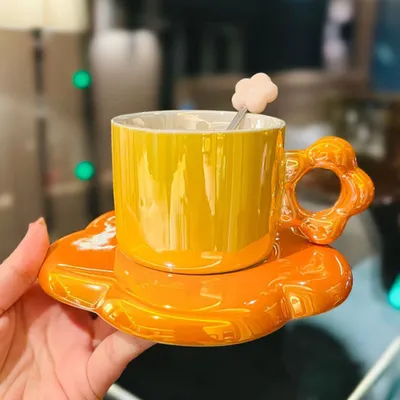 Produktbild von 360Home Kaffeetasse Tasse Keramikbecher Geschenkidee orange