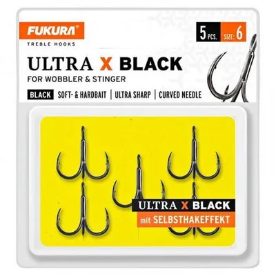 Produktbild von Fukura Ultra X Black Drillinge - Drillingshaken, Größe/Packungsinhalt:Gr. 6 / 5 Stück