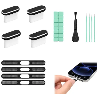 Productafbeelding van 14 Stuks USB-C Stofkappen Zwart, Beschermkapjes en Reinigingsaccessoires