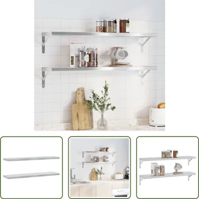 Obrázek produktu pro The Living Store Nástěnné police 2 ks. 100x23,5x3 cm stříbrná nerezová ocel