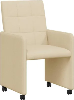 Immagine prodotto di vidaXL Sedie da pranzo con rotelle, 2 pezzi, rivestite in tessuto color crema, dimensioni 58 x 65 x 94 cm