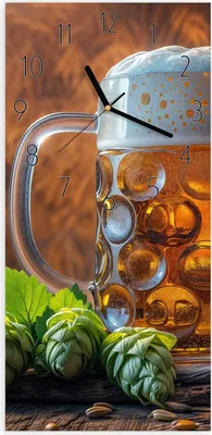 Produktbild von Wanduhr aus Glas mit Motiv Bierkrug- 30 x 60 cm - inkl. Aufhängesystem