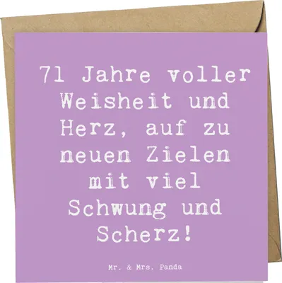Produktbild von Mr. & Mrs. Panda Glückwunschkarte Spruch 71. Geburtstag - Lavendeltraum - Geschenk, Geschenkideen, Alter, faltkarte, anlasskarte, Happy Birthday, Erinnerungen, Klappkarte