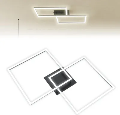 Produktbild von FIVMEN LED Deckenlampe Eckig 72W Kaltweiß Modern Doppelquadrat Deckenleuchte Wohnzimmerlampe Schlafzimmerlampe Küche Flur IP44 Aluminium Acryl