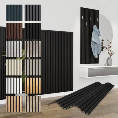 Produktbild von HEXIM Akustikpaneele 138,5x60cm Holz Comfort - flexible Holzpaneele Platten Lamellenwand MDF Wandpaneele Lamellenverkleidung Wandverkleidung schalldämmend (0.83m² Black Edition)