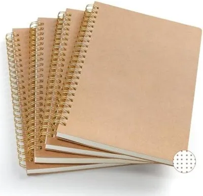 Produktbild von A5 Spiralnotizbuch Set - 4 Stücke mit Kunststoffcover und Punktpapier