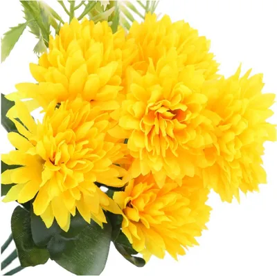 Produktbild von Dekolo Kunstblumen Blumensträuße Kunstpflanzen Chrysanthemen für den Friedhof Gelb 30cm
