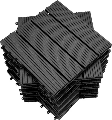 Obrázok produktu pre Jiubiaz Terasové dlaždice Drevené dlaždice WPC dlaždice 22er Plastové 2m² Záhradné 30x30cm Kliknutím dlaždice podlaha s drenážou Antracitovo šedá