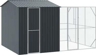 Produktbild von Voliere mit Erweiterung Anthrazit 310x421x247 cm Stahl, Vogelkäfige DesignMöbel Neu