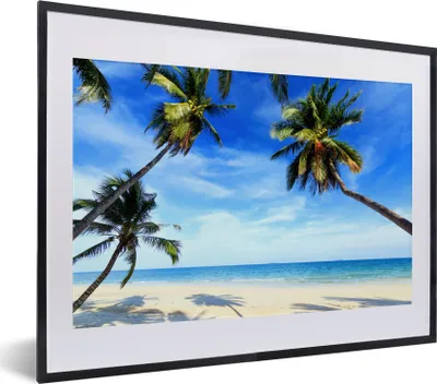 Produktbild von MuchoWow® MuchoWow® Gerahmtes Poster Palmen - Strand - Meer 40x30 cm - Poster mit zchwarzem Bilderrahmen - Bilderrahmen - Poster im Rahmen