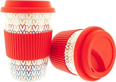 Produktbild von 2x Kaffeebecher To Go, Porzellan Coffee to go Becher mit Deckel 200ml ZH3 Rot
