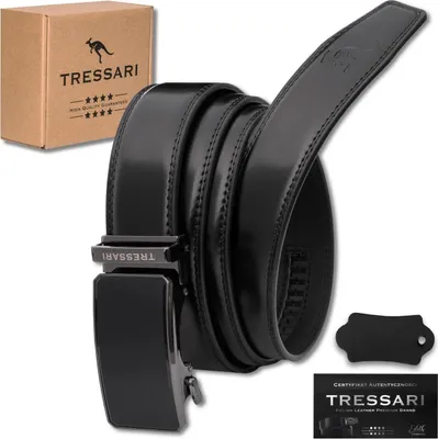 Produktbild von Schwarzer Gürtel für Herren von TRESSARI für Hosen, 115 cm, automatische Schnalle, Naturleder