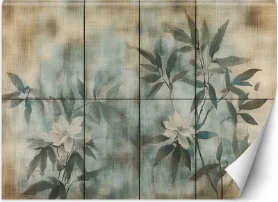 Produktbild von Vlies fototapete Pflanzenstängel und Blumen Pastellfarbener Hintergrund 300x210 cm Feeby Beige inkl. Kleber einfache Montage