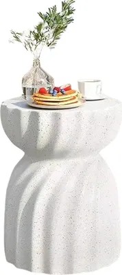 Produktbild von Runder Beistelltisch Zito – Moderner Couchtisch aus Leichtbeton – Smaragdgrüner Look – Weiß – Ø 35cm