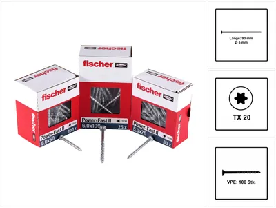 Produktbild von FISCHER Power-Fast II Senkkopfschraube 5,0x90 TX