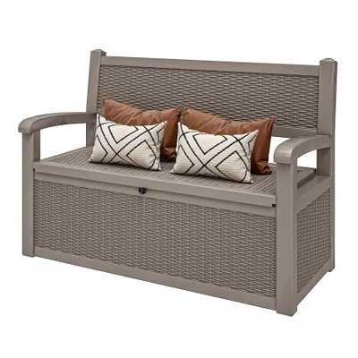 Produktbild von YITAHOME Gartenbank, 265L Gartenbox, Truhenbank mit Stauraum, mit abschließbarem Deckel, wetterfest, 61,5 × 130 × 89,5 cm, Braun