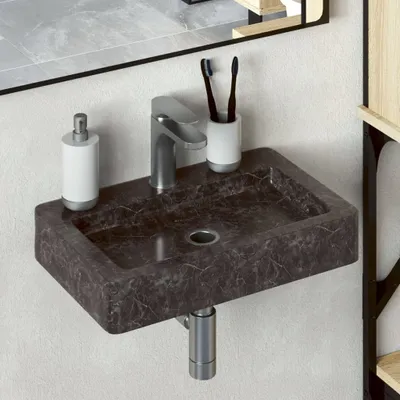 Produktbild von Waschbecken Schwarz 38x24x6,5 cm Marmor , Waschbecken Design 2024
