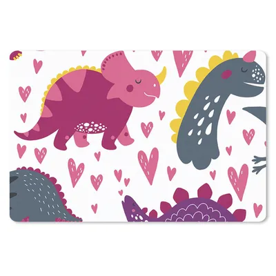 Produktbild von MuchoWow® Schreibtischunterlage Dino - Herz - Muster - Rosa - Mädchen - Dinosaurier 60x40 cm - XXL Mauspad - Großes Mauspad