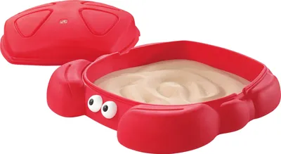 Produktbild von Step2 Crabbie Sandkasten mit Deckel und Sitzbank | Plastik Sand Kasten mit Abdeckung für Kinder in Form einer Krabbe
