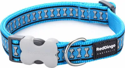 Produktbild von Hundehalsband Red Dingo Reflektierend Knochen türkis (2 x 31-47 cm)
