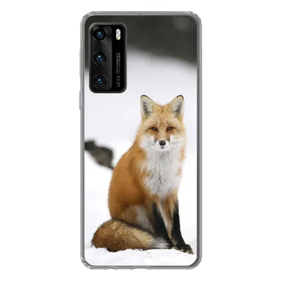 Produktbild von MuchoWow® Handyhülle Schutzhülle Hülle für Huawei P40 Fuchs - Schnee - Winter Silikon Softcase Handy Hülle - Handytasche