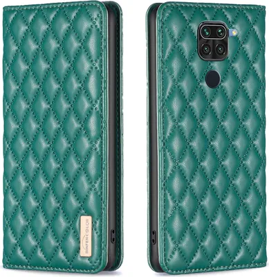 Obrázek produktu pro Redmi Note 9 Pouzdro, Elegantní Flip Kožené Pouzdro s Kapsami na Karty a Stojánkem pro Xiaomi Redmi Note 9 zelené