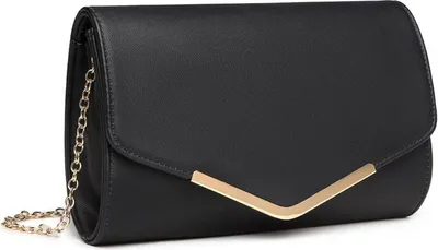 Produktbild von Miss Lulu Elegante Clutch Damen Handtasche Hochzeit Schwarz-leder