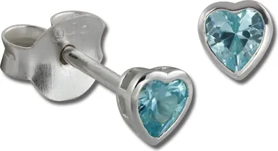 Produktbild von SilberDream Ohrstecker Damen Silber hellblau Herz Zirkonia Ohrringe SDO8506H