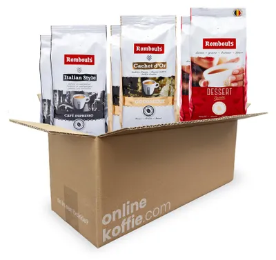 Produktbild von Rombouts Kaffee Probierpaket – 3 verschieden Sorten: Italian Style, Gold, Dessert - traditionelle Röstung, Vorteilspack Kaffee