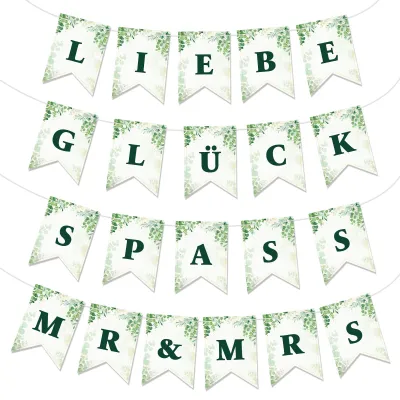 Hochzeitsgirlande Just Married Mr & Mrs Papier Deko Banner