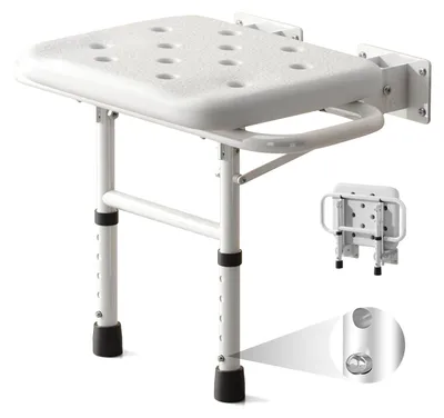Imagen del producto de Solidchoice: Asiento de ducha plegable con reposabrazos, capacidad de hasta 280 kg