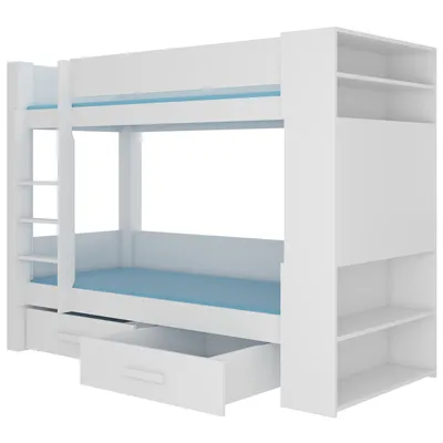 Zdjęcie produktu dla nabbi Łóżko piętrowe z pojemnikiem Gwinea 80x180 cm - białe