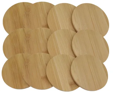 Image de Ensemble de 12 sous-verres hausleben | Diamètre : 10 cm | Naturel | Bambou | Écologique | Cuisine | Table | Décoration