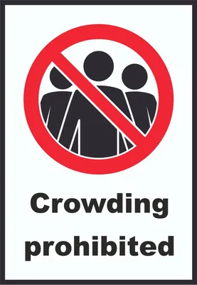 Produktbild von Crowding prohibited Symbol und Text Schild A6 Rückseite selbstklebend