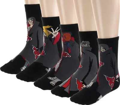 Obrázok produktu pre Ponožky Akatsuki | 5 párov s Tobim, Itačim, Deidarom, Oročimarom, Kakuzuom | 40 - 45