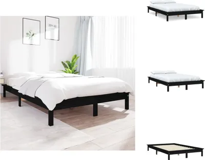 Produktbild von vidaXL Massivholzbett Schwarz 150x200 cm Kiefer -  Betten & Bettgestelle
