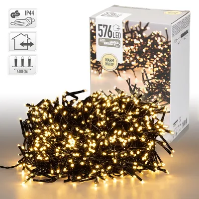 Produktbild von ECD Germany LED Büschel Lichterkette 4m mit 576 LEDs Warmweiß, Strombetrieb, IP44 Wasserdicht, Innen/Außen, Weihnachtsbeleuchtung Weihnachtsbaum