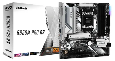 Produktbild von Asrock B650M Pro RS, AMD, Sockel AM5, AMD Ryzen™ 5, AMD Ryzen™ 7, DDR5-SDRAM, 128 GB, DIMM