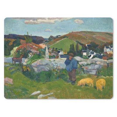 Produktbild von MuchoWow® Mauspad Mousepad Wildschweinzüchter in der Bretagne - Gemälde von Paul Gauguin 40x30 cm - Mousepads - Maus Mat - Pad - Mausunterlage - Anti Rutsch