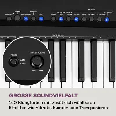 Produktbild von Preludio Keyboard 88 Tasten Anschlagsdynamik Sustain Pedal schwarz
