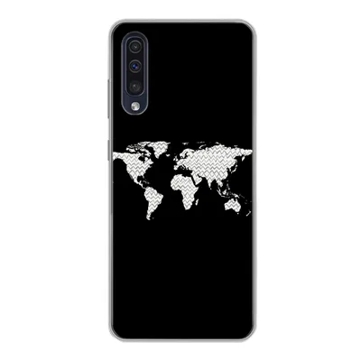 Produktbild von MuchoWow® Handyhülle Schutzhülle Hülle für Samsung Galaxy A30s Weltkarte - Muster - Schwarz Silikon Softcase Handy Hülle - Karteninhaber