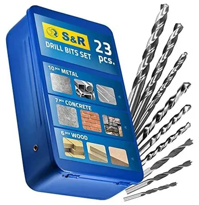 Zdjęcie produktu dla Wiertła zestaw 23 szt do drewna metalu betonu wiertarki profesjonalne