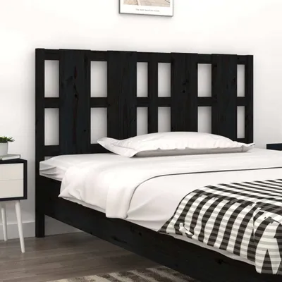 Produktbild von The Living Store Bett-Kopfteil Schwarz 145,5x4x100 cm Massivholz Kiefer