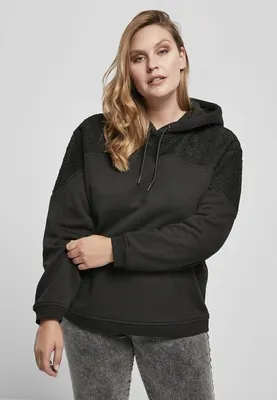 Immagine prodotto di Urban Classics - Felpa con cappuccio con inserti in pizzo da donna, nero - S
