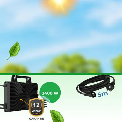 Produktbild von Sossen 2400W Wechselrichter 4x MPPT WiFi Bluetooth Drosselbar 800-2400W, Inkl. 5 m Schuko-Anschlusskabel
